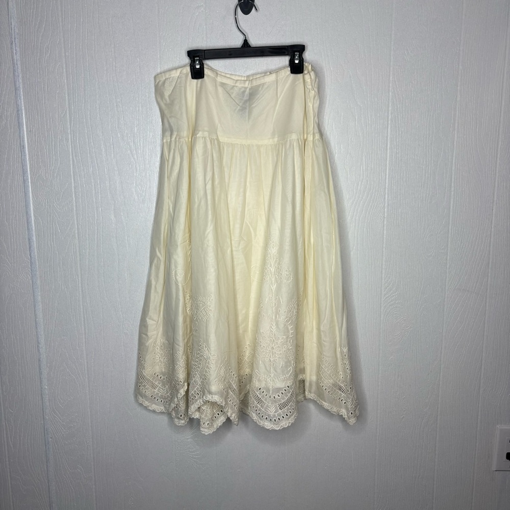 Lauren Ralph Lauren Vintage Made in USA cotton ivory eyelet midi skirt size 12